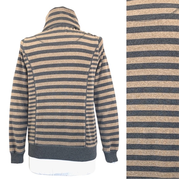 Calvin Klein Velour Striped Drawstring Turtleneck Zip Up Jacket size X-Small - Picture 13 of 16